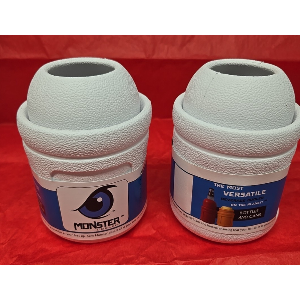 Monster 3-n-1 Can Bottle BPA Beverage Cooler Floats White Lot of 2